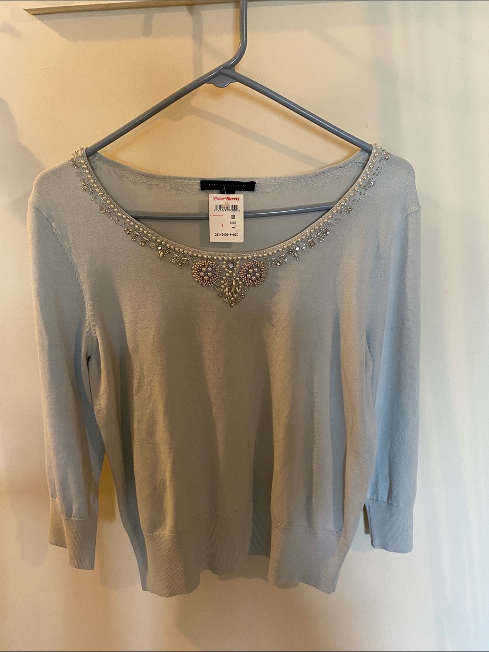 NWT Banana republic light blue beaded sweater size large